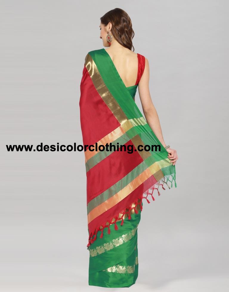 Maroon Coloured Poly Silk Jacquard Border Casual Saree | SLV921S204
