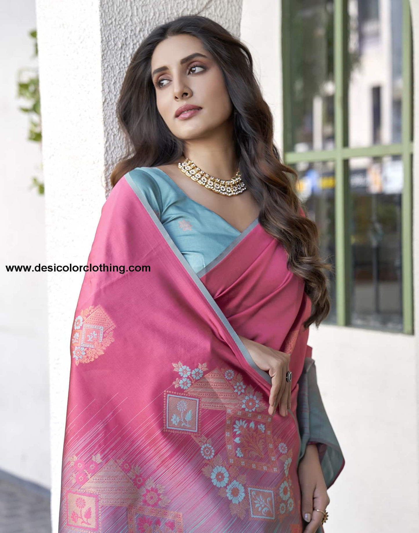 Pink Banarasi Silk Woven Saree
