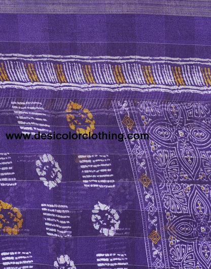 Deep Violet Cotton Printed Saree