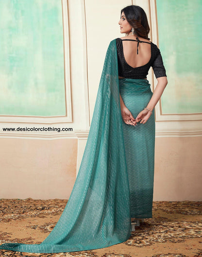 Rama Plain Georgette Pre-Draped Saree