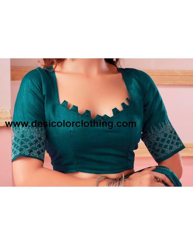 Rama Chiffon Plain Saree