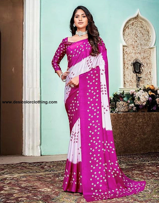 White Printed Chiffon Saree