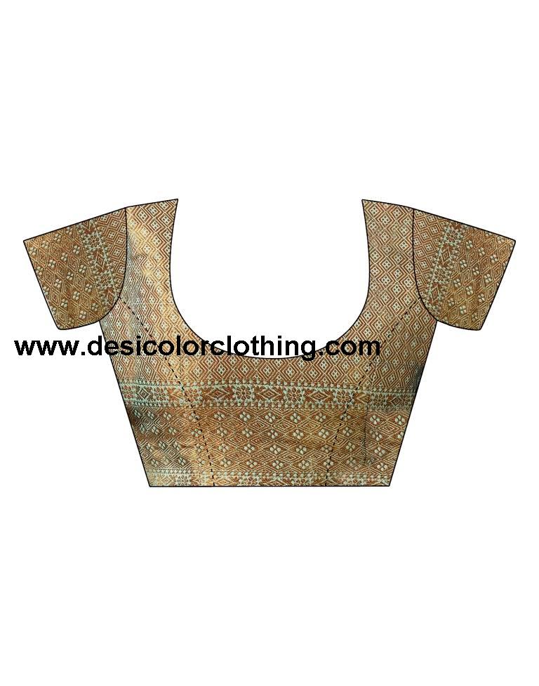 Elegant Blue and Golden Cotton Silk Saree with Plain Woven Design and Matching Blouse
