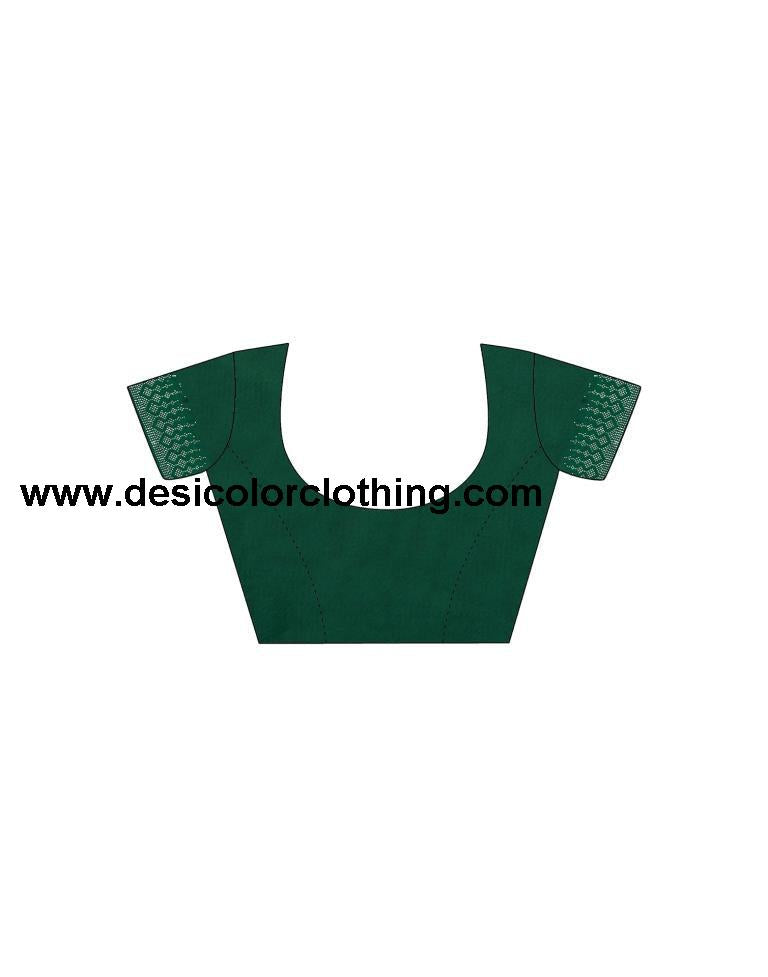 Dark Green Plain Georgette Saree