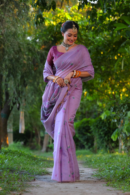 Product Image - Designer Muga Cotton Saree with Floral Weaving