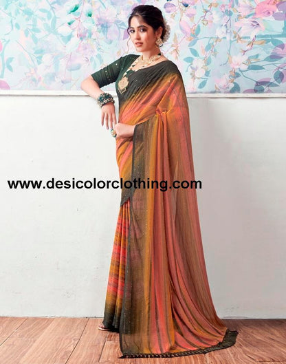 Dark Mehandi Green Georgette Printed Sarees
