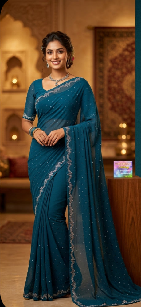 Product Image - Elegant Georgette Saree for Stylish Parties - 1