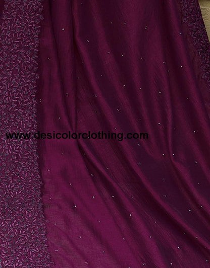 Wine Plain Silk Saree