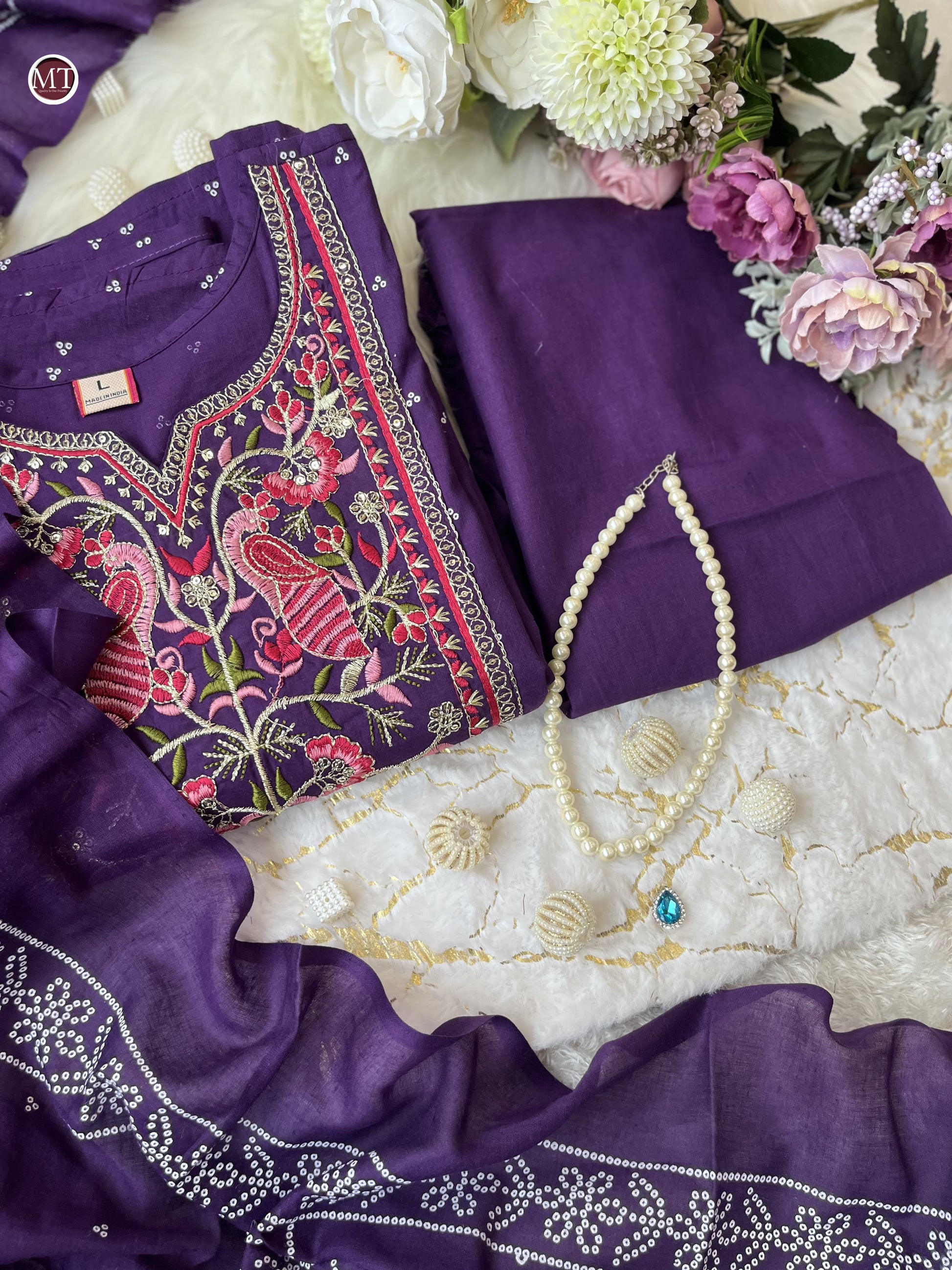 Product Image - Pure Cotton Hand Embroidery Work Suit Set