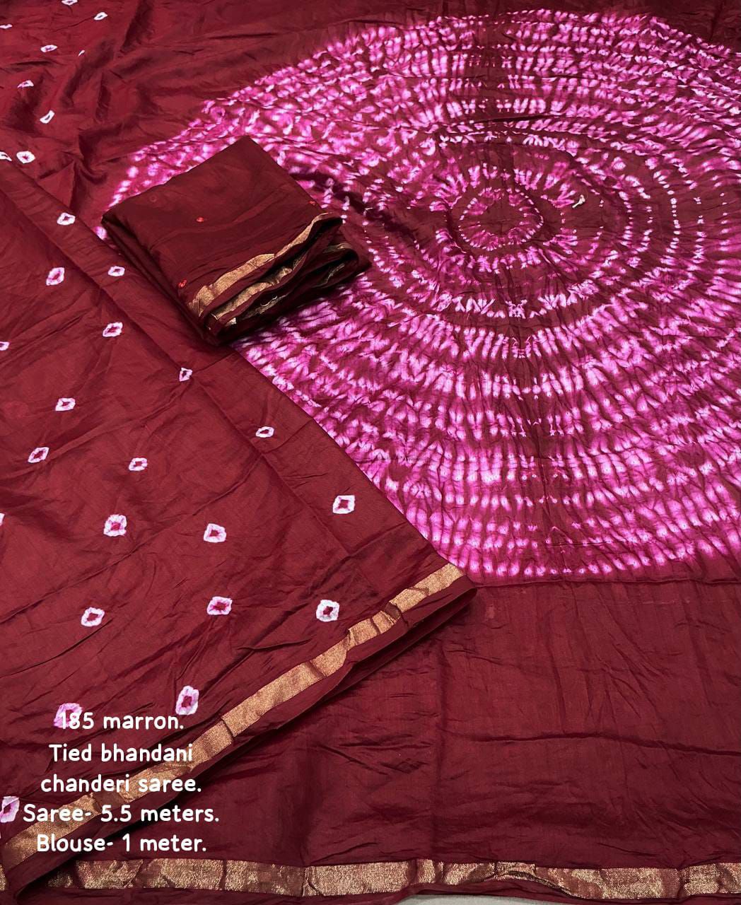 Product Image - Exquisite Pure Chanderi Hand Tie-Dye Bandhani Saree