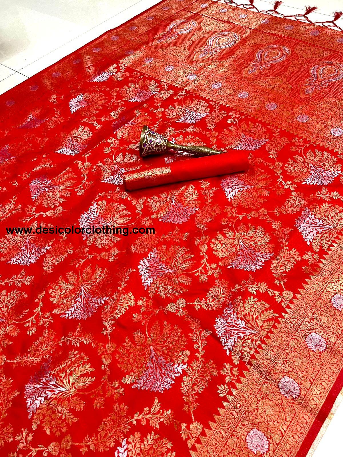 Pure Silk Saree with Minakari Work and Original Jari