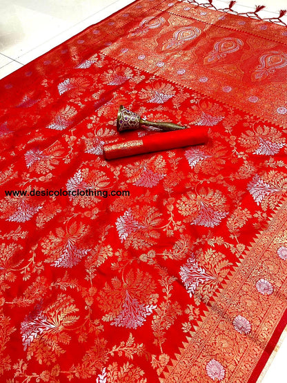 Pure Silk Saree with Minakari Work and Original Jari