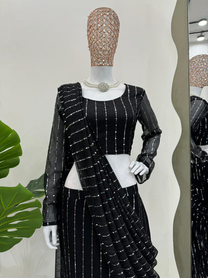Product Image - Elegant Reday to Wear Lehengha Saree - Designer Georgette Ethnic Wear