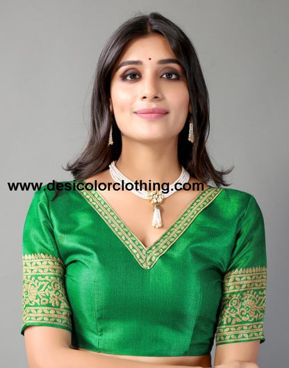 Parrot Green Printed Silk Saree