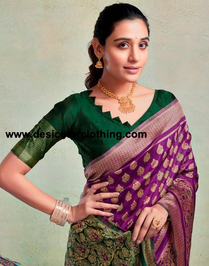 Purple Silk Woven Saree