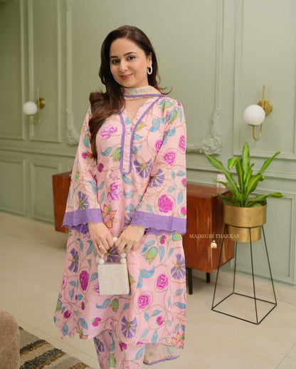 Product Image - Elegant Abstract Floral Suit Set | Designer Georgette Saree | Festive Wear