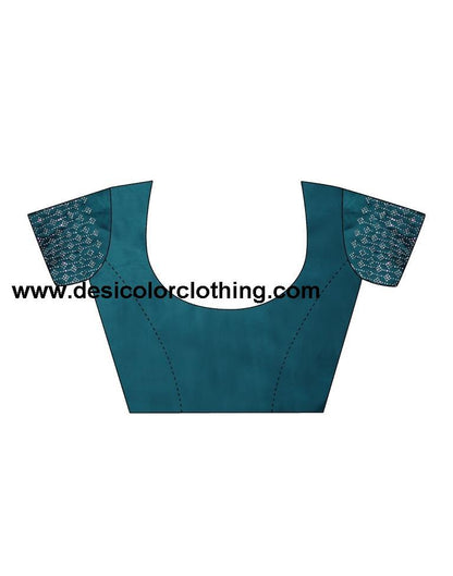 Rama Blue Georgette Plain Saree