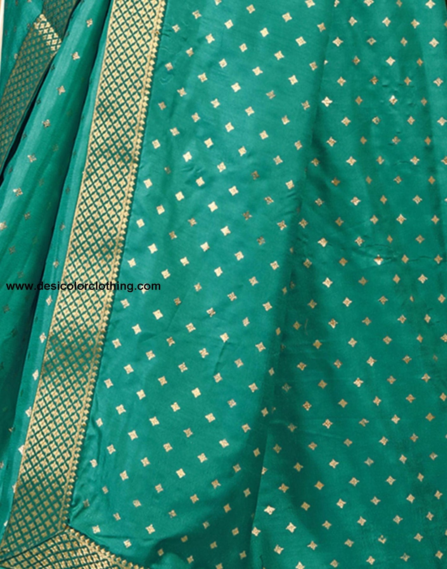 Turqouise Printed Silk Saree