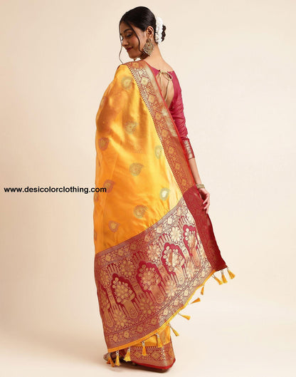 Turmeric Yellow Silk Banarasi Saree