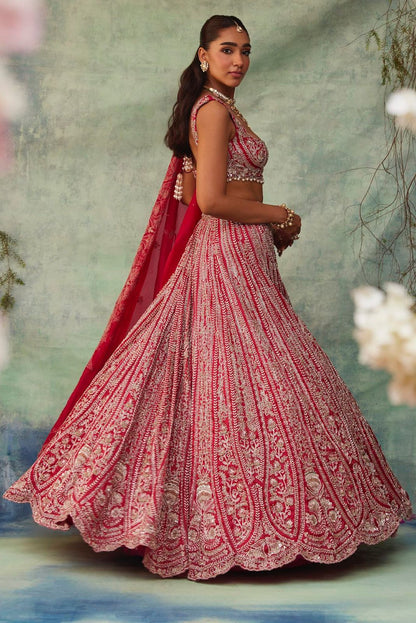 Product Image - Stunning Designer Lehenga Red