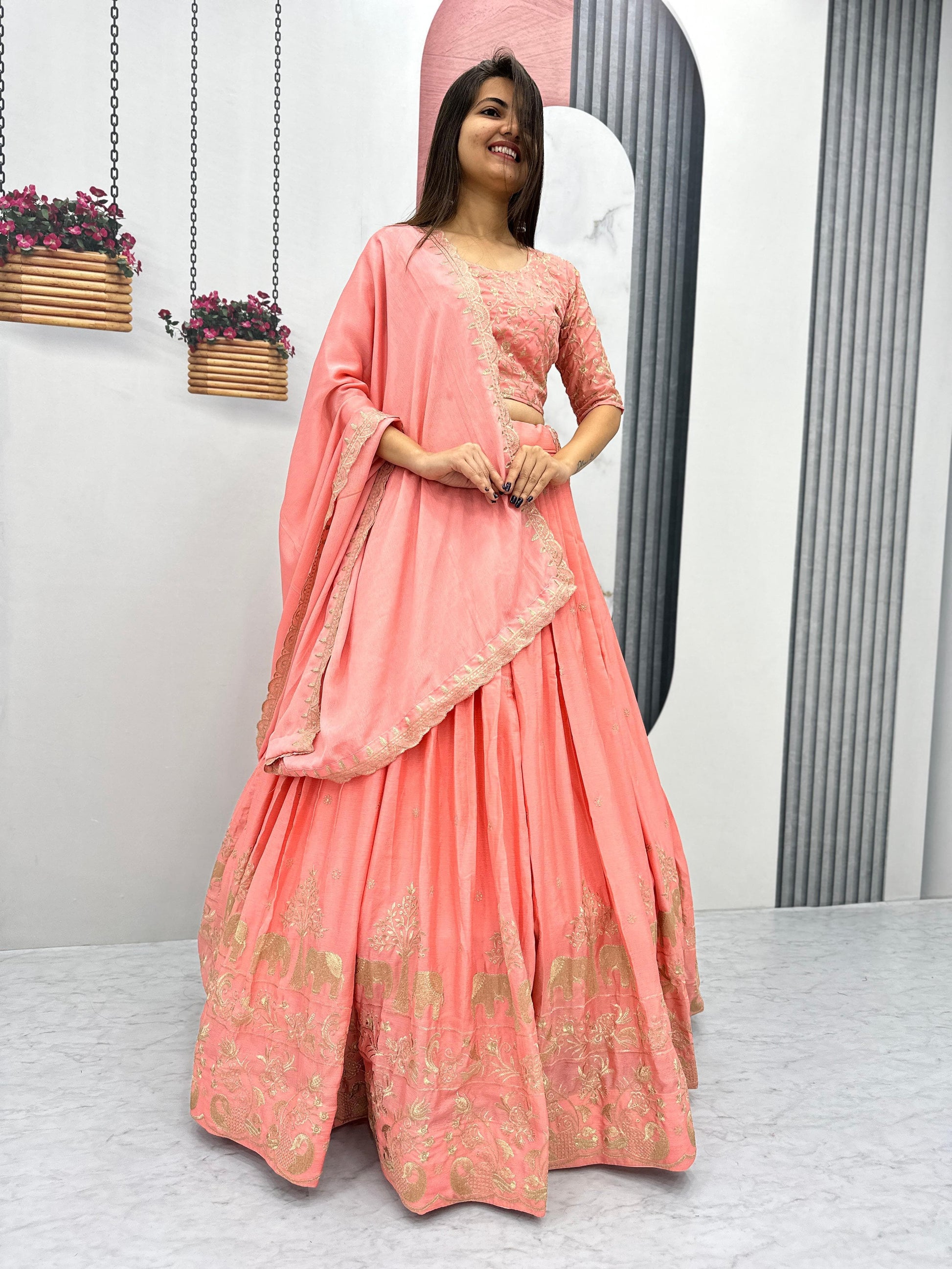 Product Image - Elegant Chinon Festive Wedding Lehenga Choli by Mahant Creation