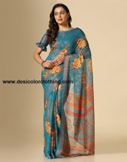 Rama Green Brasso Saree