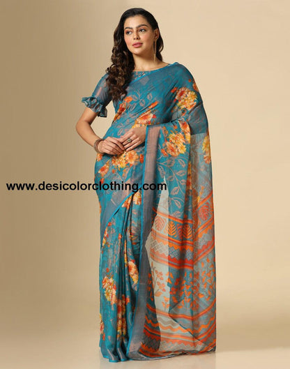 Rama Green Brasso Saree