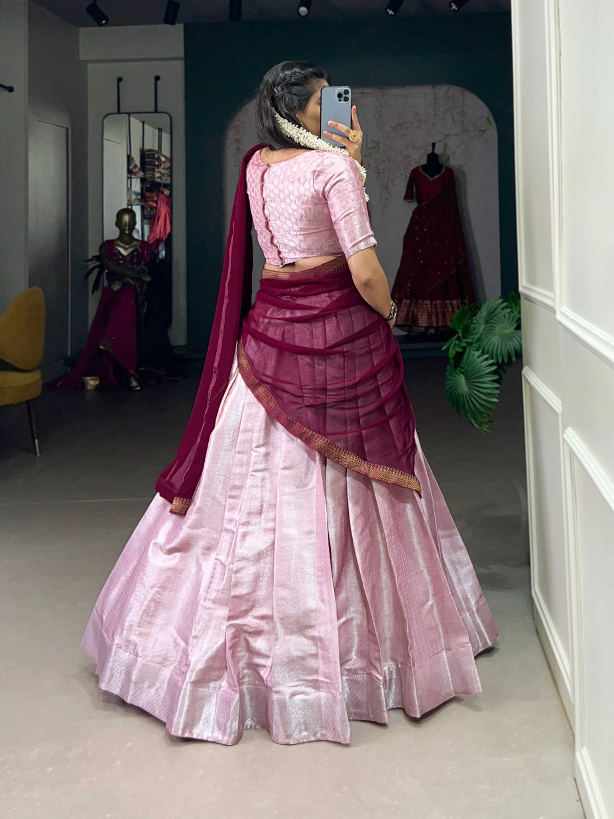 Product Image - Exquisite Jacquard Silk Lehenga Choli with Georgette Dupatta - Perfect for Wedding & Festive Wear