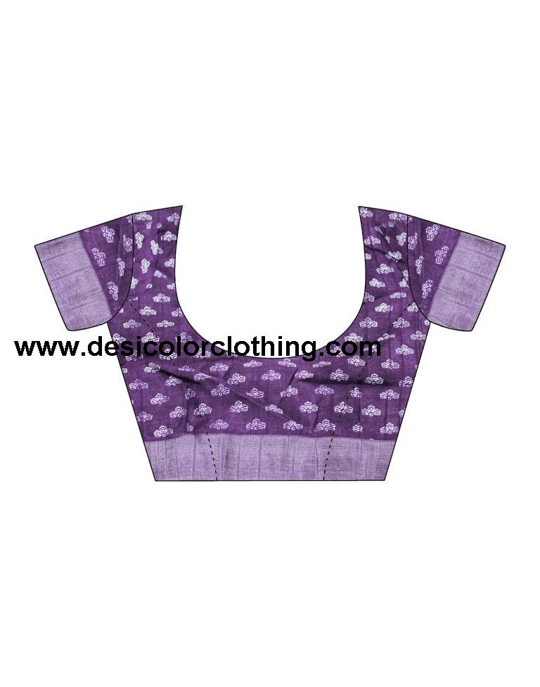 Voilet Silk Printed Saree