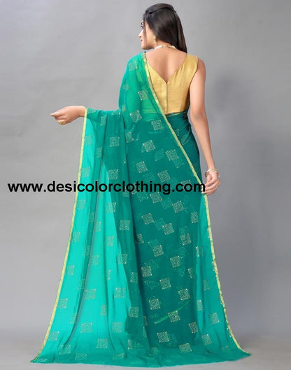 Rama Green Chiffon Saree
