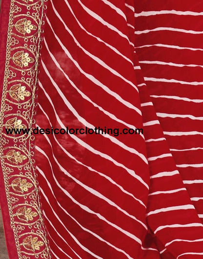 Red Printed Georgette Saree