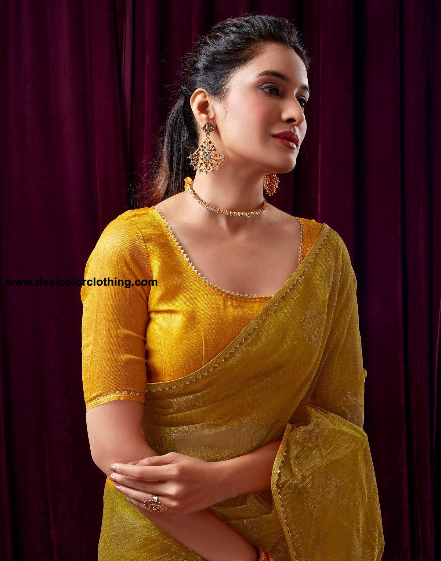 Turmeric Net Plain Saree