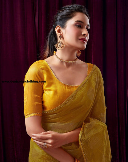 Turmeric Net Plain Saree