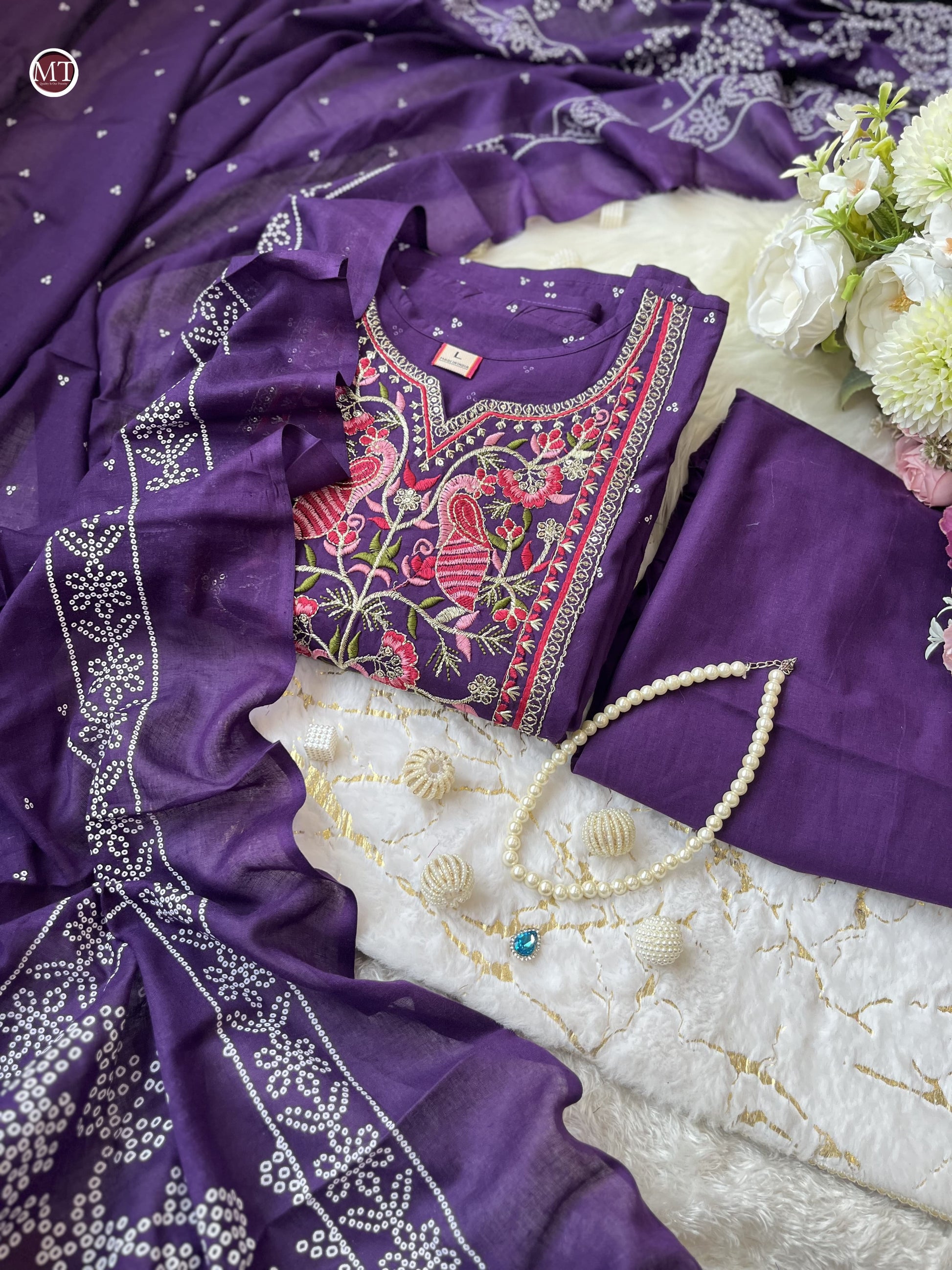 Product Image - Pure Cotton Hand Embroidery Work Suit Set