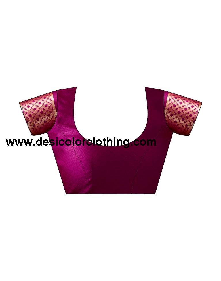 Dark Magenta Silk Plain Saree