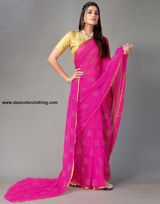 Rani Pink Chiffon Saree