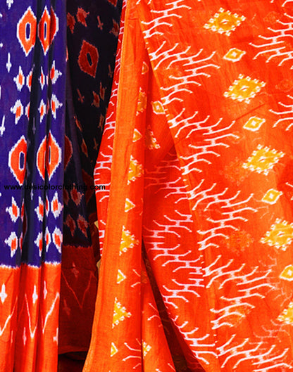 Violet Printed Cotton Pre-draped Saree