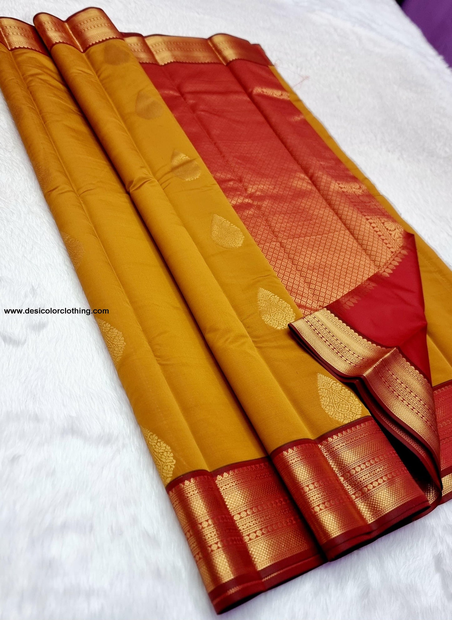Kanchipuram Korvai Pattern Fancy Buttas Blended Silk Saree