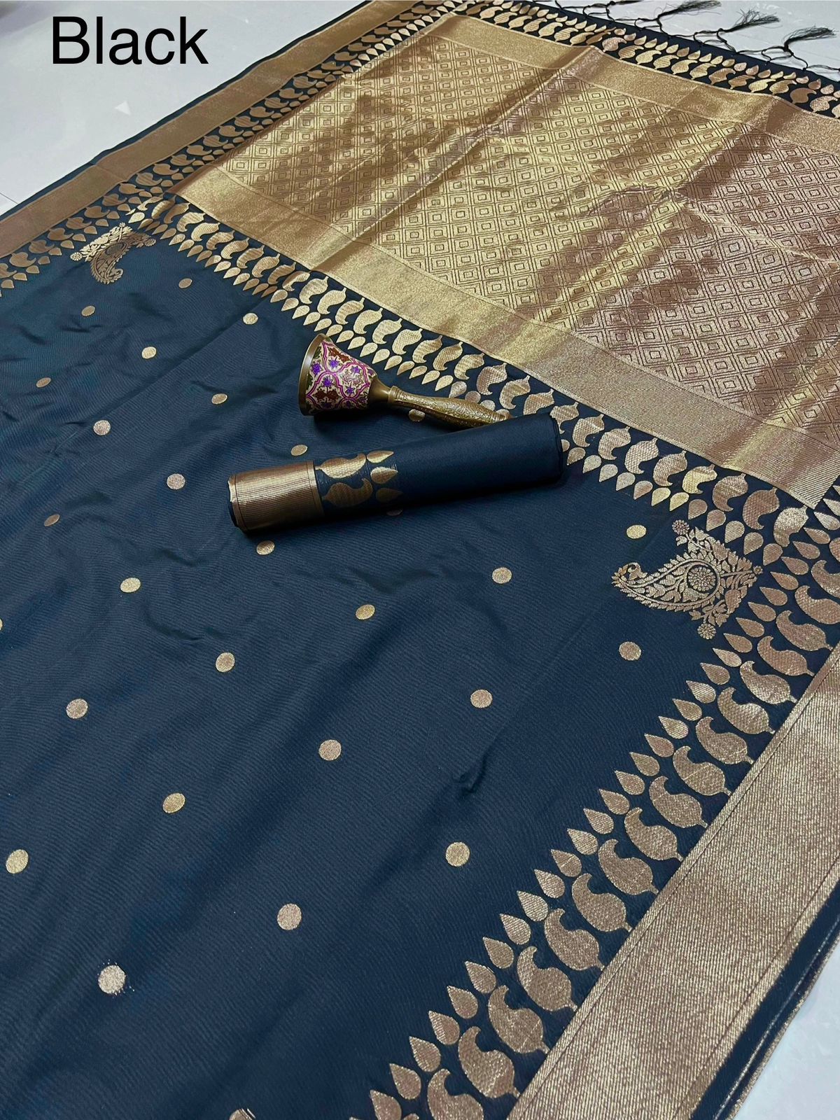 Product Image - Exquisite Pure Silk Banarasi Saree with Gold Jari and Butta Design