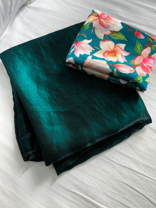 Product Image - Space Soft Silk Saree with Digital Print Blouse