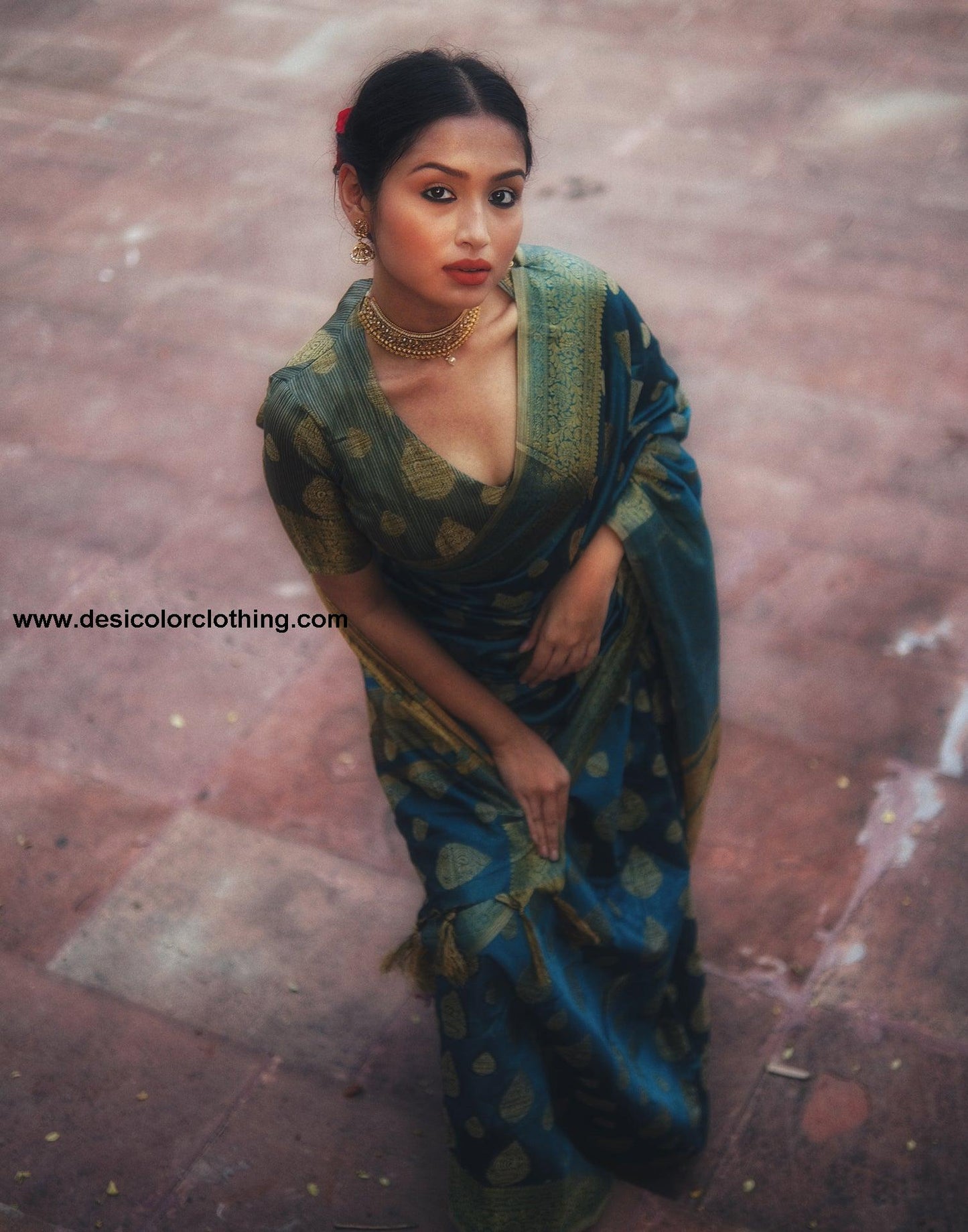 Rama Green Banarasi Silk Saree