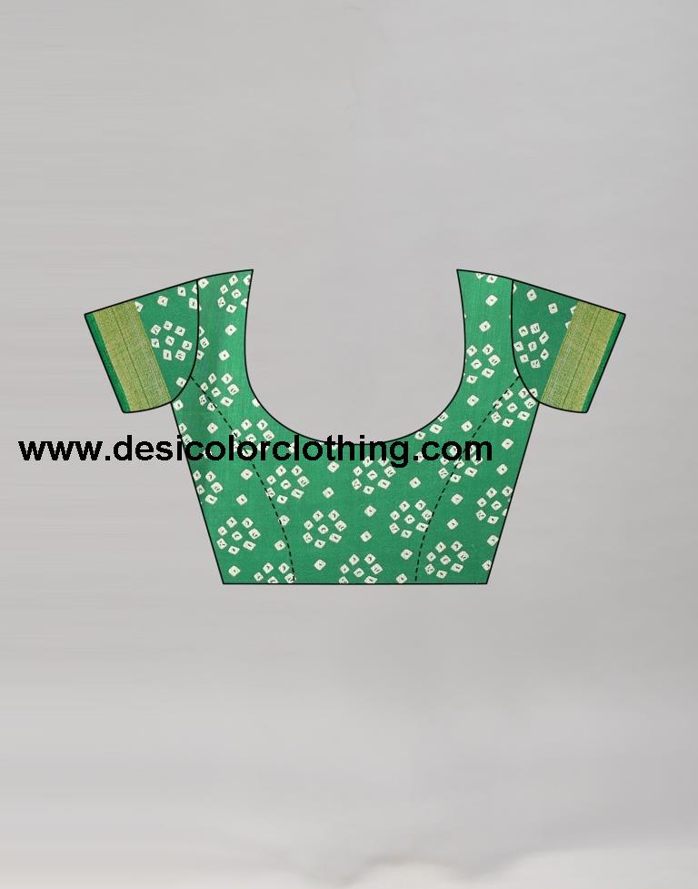 Parrot Green Cotton Bandhani Saree | 1985S486