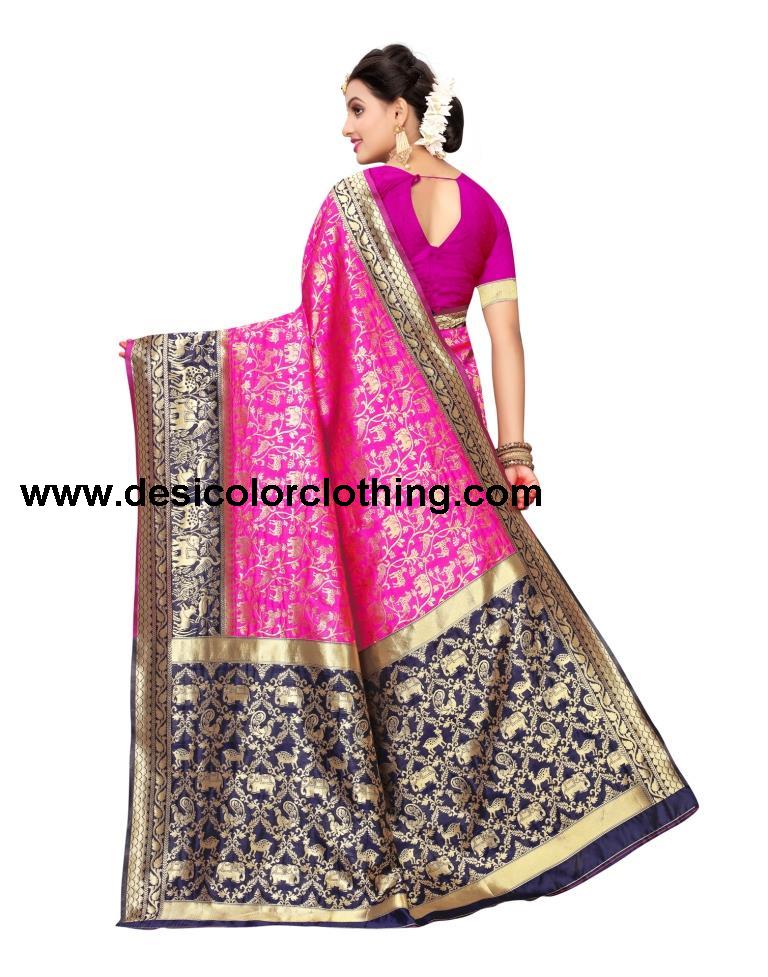 Pink Coloured Poly Silk Banarasi Jacquard Partywear saree