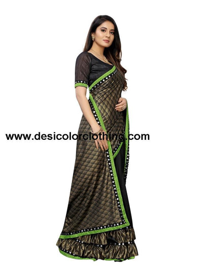 Black Coloured Lycra Blend Sequence Partywear saree | SLV1475S113