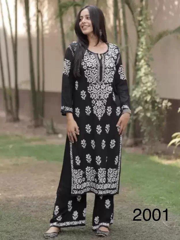 Product Image - Elegant Chikankari Kurti with Pant Set - Perfect Festive and Workwear