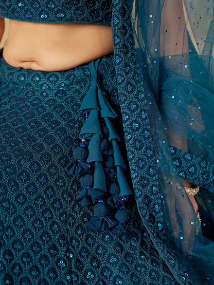 Product Image - Blue Georgette Bridesmaid Lehenga Choli