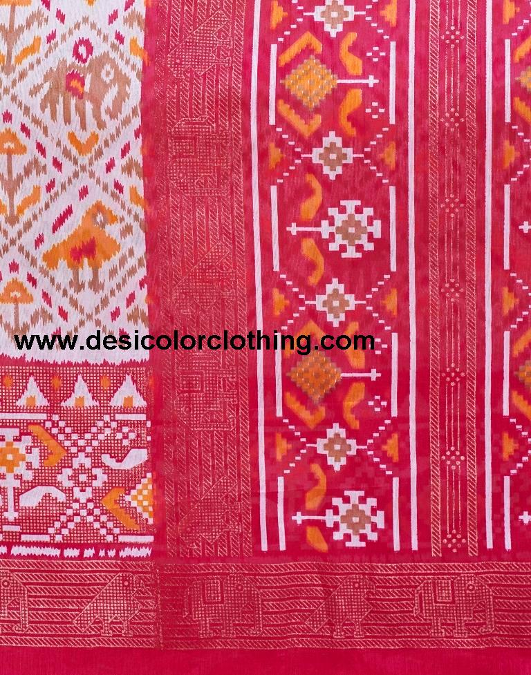 Pink Cotton Printed Saree