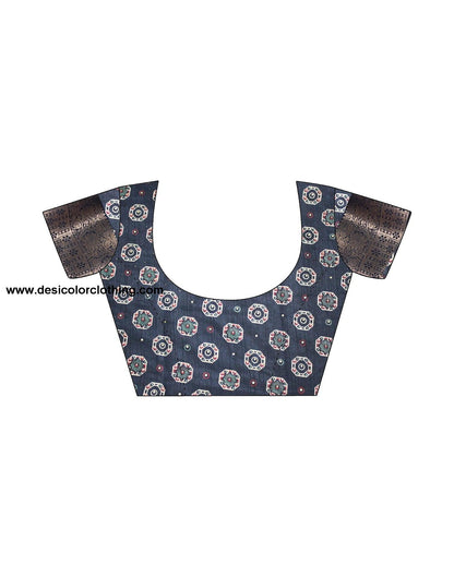 Blue Silk Printed Saree