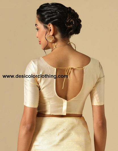 Cream Kanjivaram Silk Saree