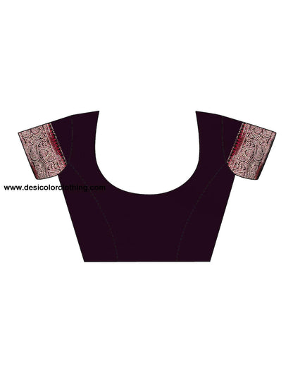 Black and Wine Jacquard Silk Saree